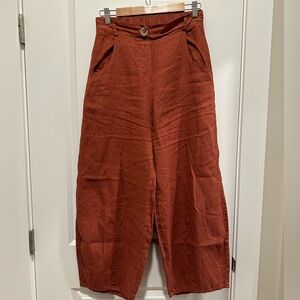 Linenfox Rust Wide Leg Pants